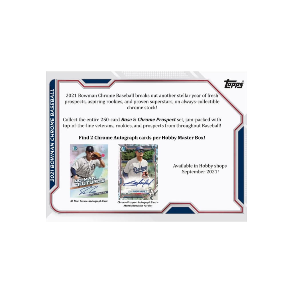 2021 Topps Bowman Chrome Baseball Hobby Box - Collectible