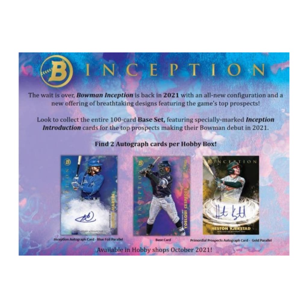 2021 Topps Bowman Inception Baseball Hobby Box - hobby box